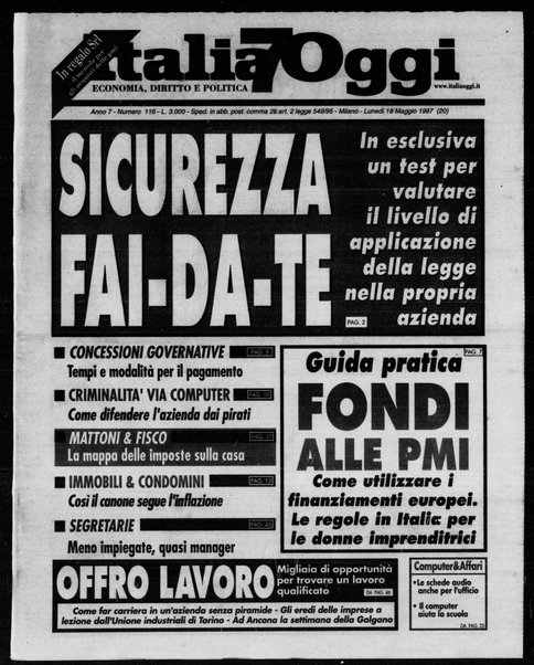 Italia oggi : quotidiano di economia finanza e politica